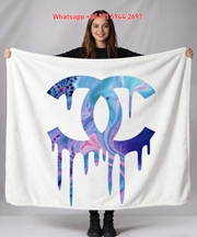Chanel Inspired Pastel Marble Dripping CC Flannel Sofa Throw Blanket IMG_7402